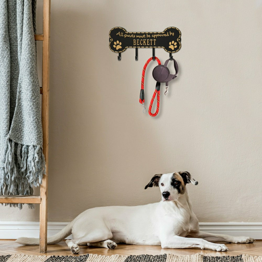Plow & Hearth Beckett Paw Bone Hook Plaque, Black/Gold