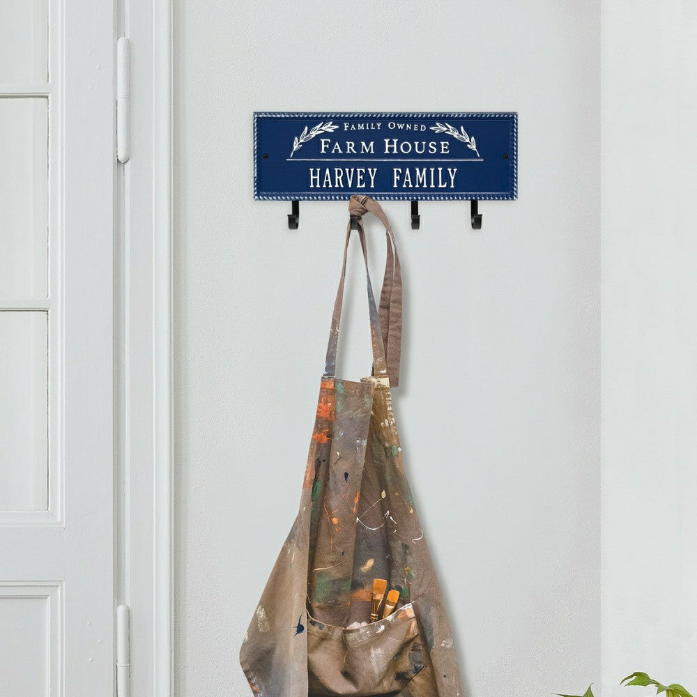 Plow & Hearth Farm House Beaded Rectangle Personalized Hook Plaque, Black/Gold