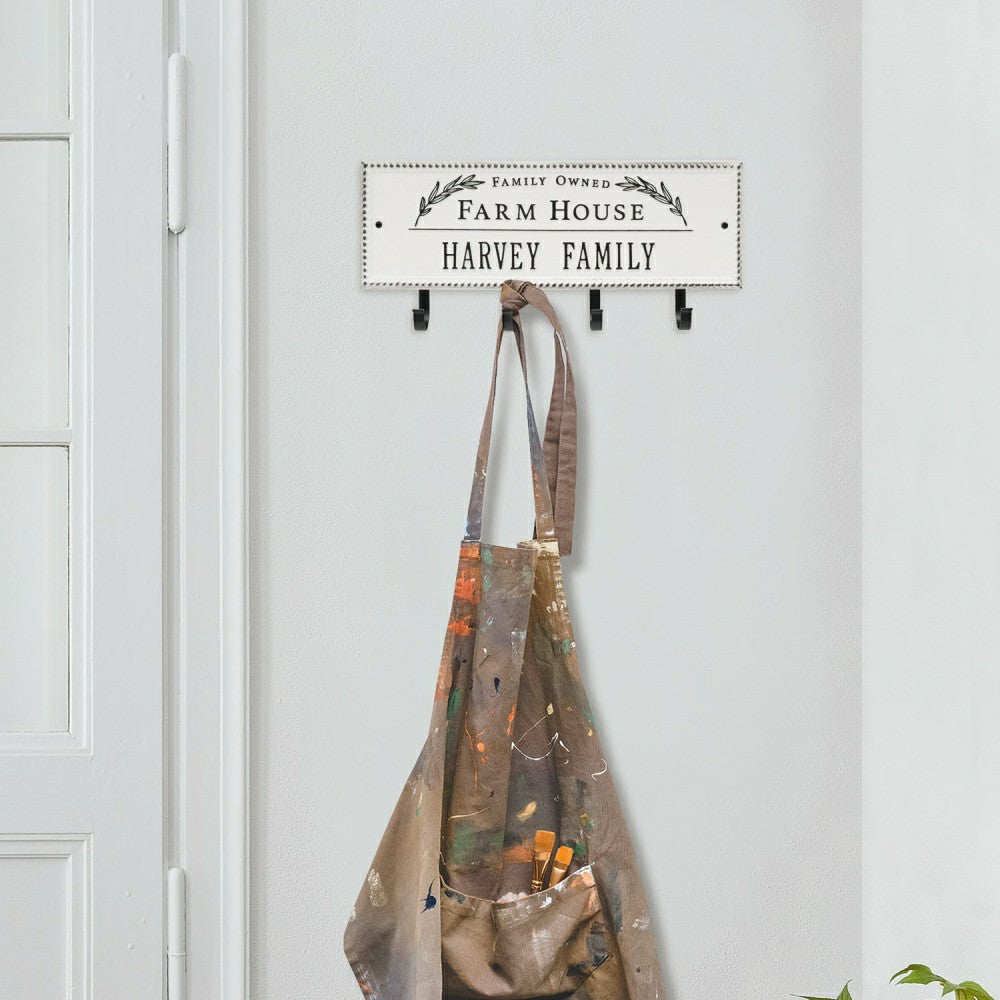 Plow & Hearth Farm House Beaded Rectangle Personalized Hook Plaque, Black/Gold