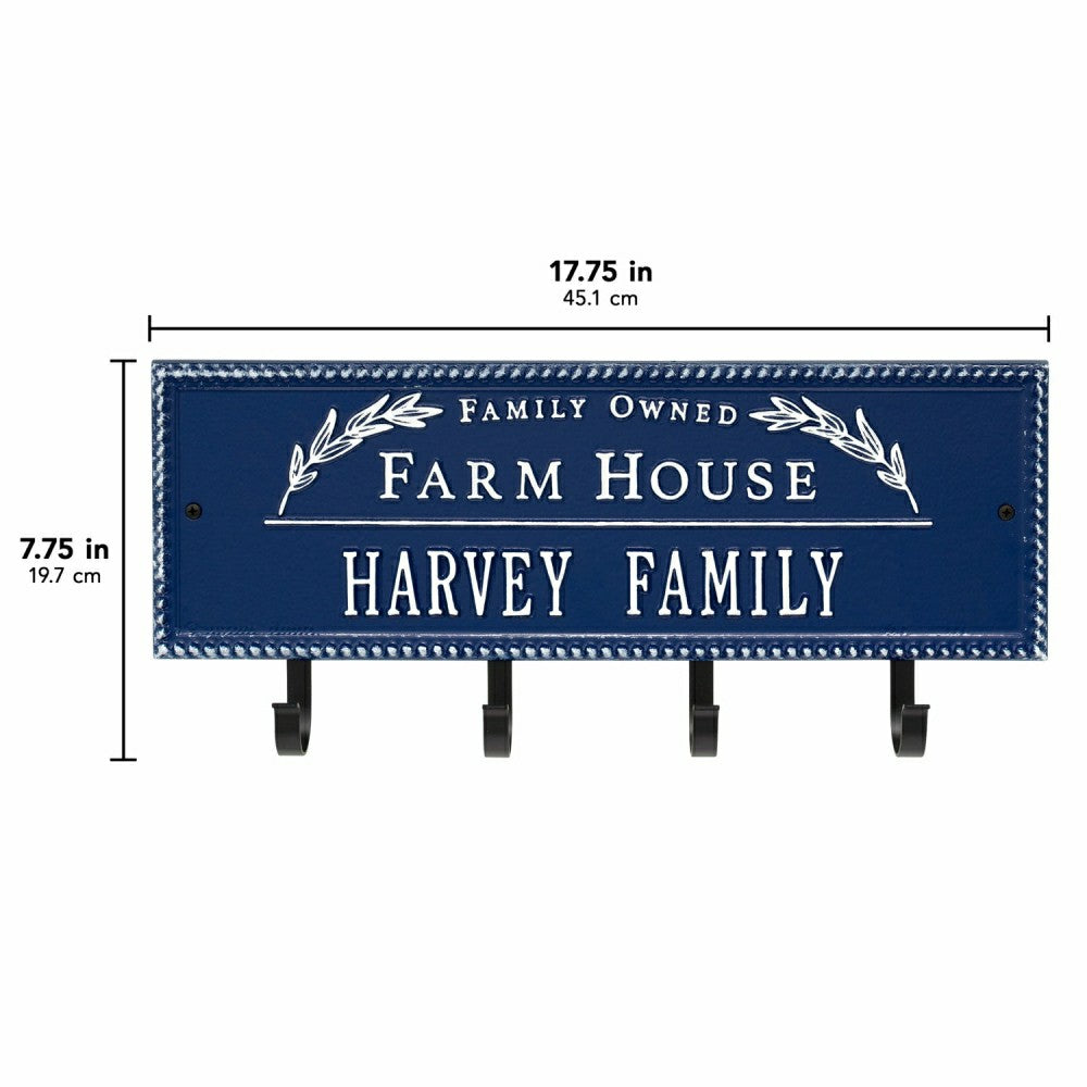 Plow & Hearth Farm House Beaded Rectangle Personalized Hook Plaque, Black/Gold