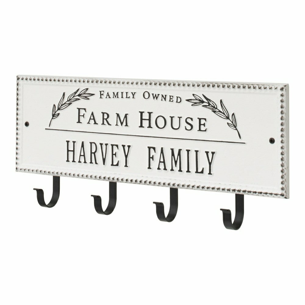 Plow & Hearth Farm House Beaded Rectangle Personalized Hook Plaque, Black/Gold