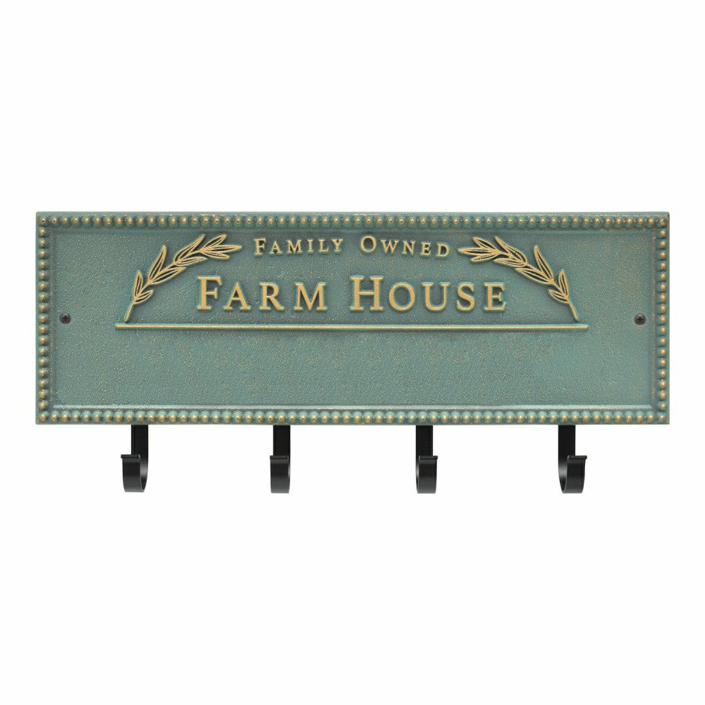Plow & Hearth Farm House Beaded Rectangle Personalized Hook Plaque, Black/Gold