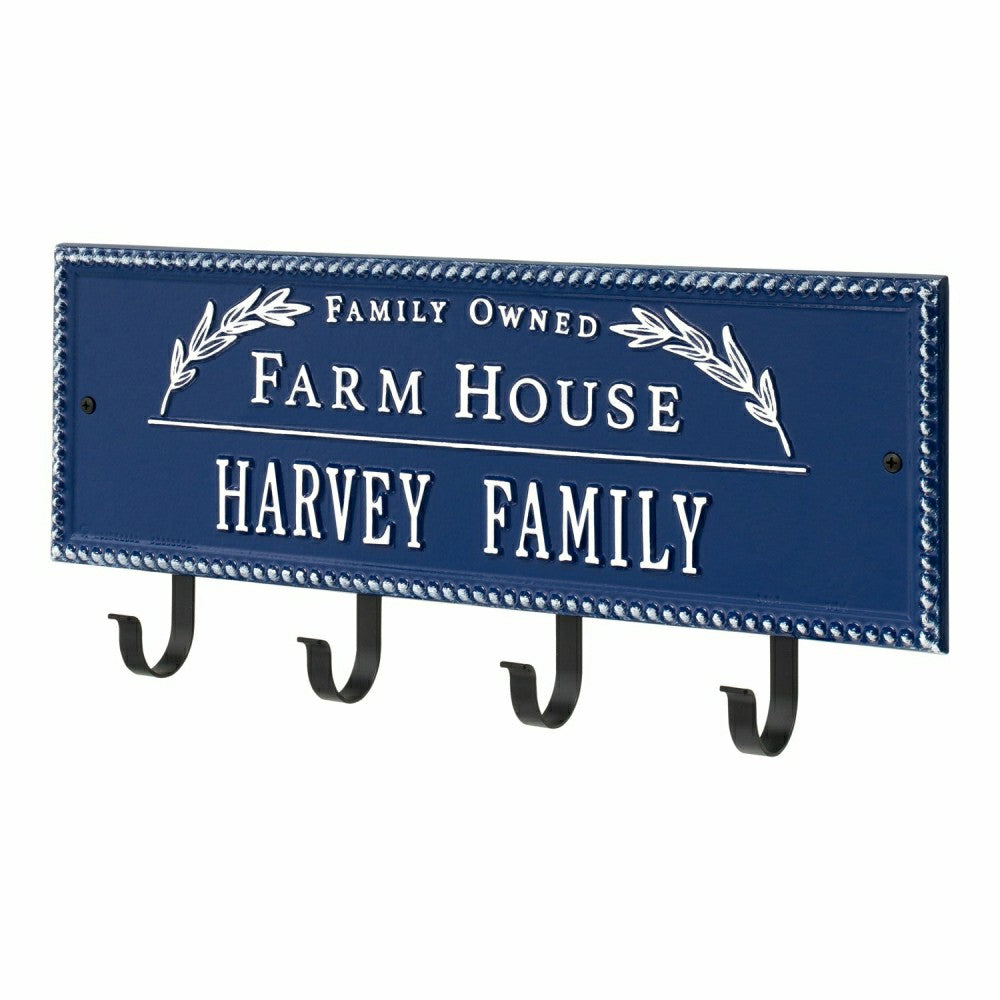 Plow & Hearth Farm House Beaded Rectangle Personalized Hook Plaque, Black/Gold
