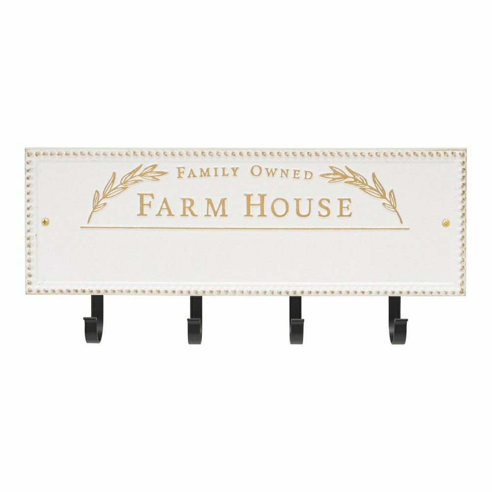 Plow & Hearth Farm House Beaded Rectangle Personalized Hook Plaque, Black/Gold