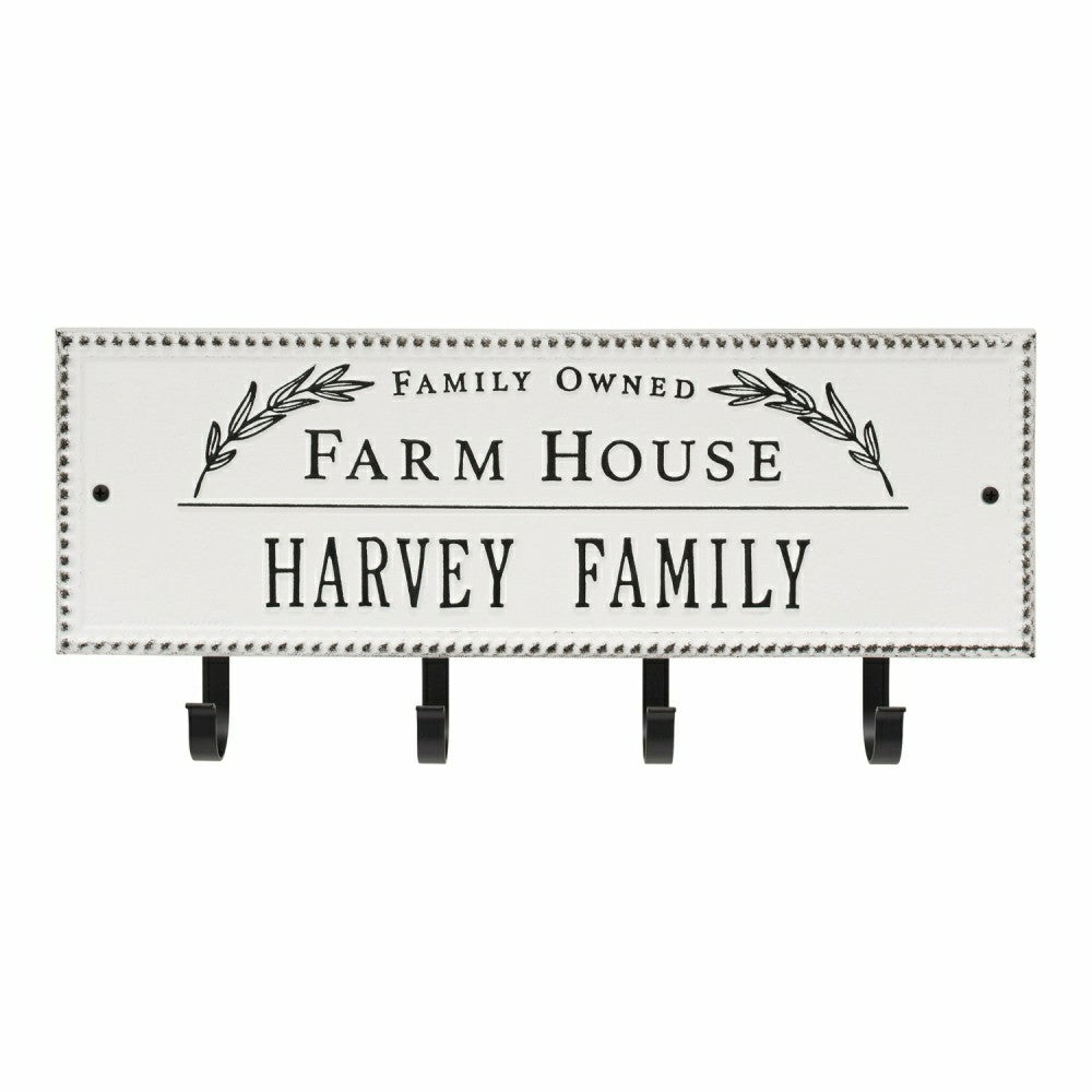 Plow & Hearth Farm House Beaded Rectangle Personalized Hook Plaque, Black/Gold