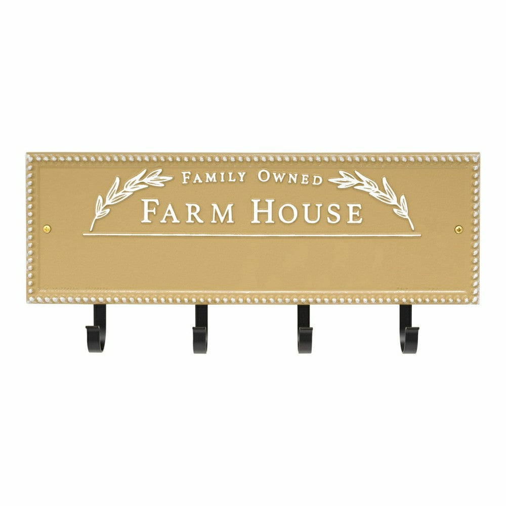 Plow & Hearth Farm House Beaded Rectangle Personalized Hook Plaque, Black/Gold