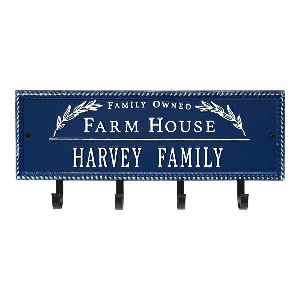 Plow & Hearth Farm House Beaded Rectangle Personalized Hook Plaque, Black/Gold