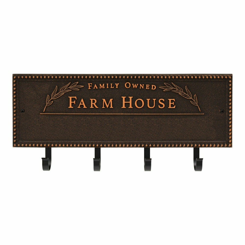 Plow & Hearth Farm House Beaded Rectangle Personalized Hook Plaque, Black/Gold