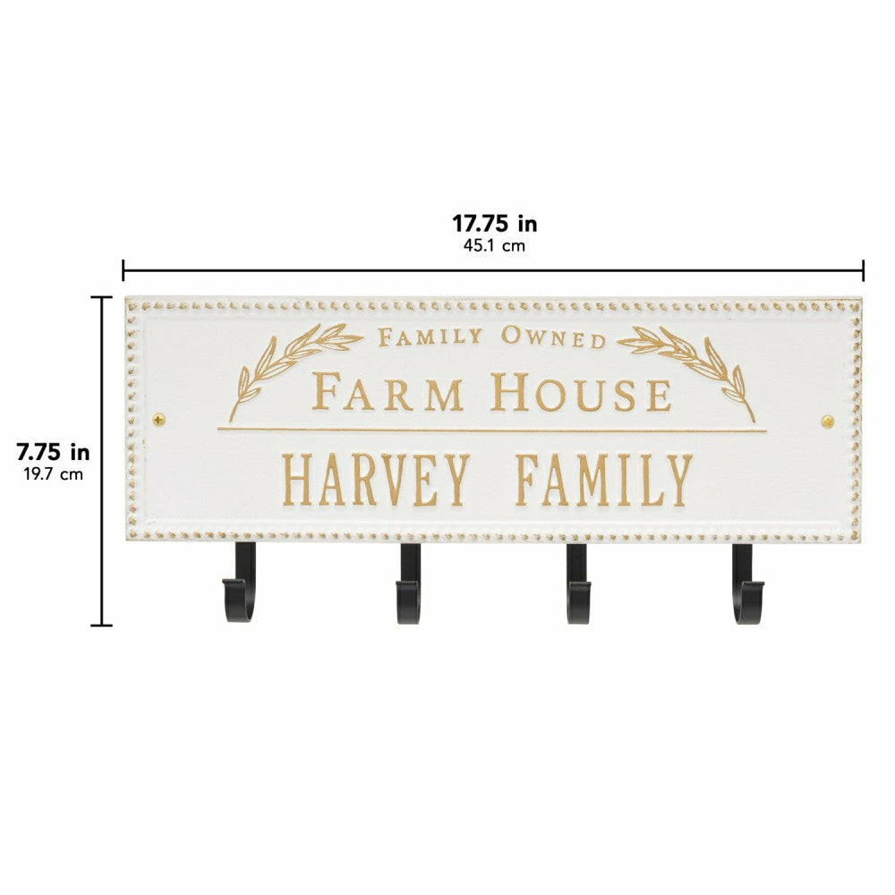 Plow & Hearth Farm House Beaded Rectangle Personalized Hook Plaque, Black/Gold