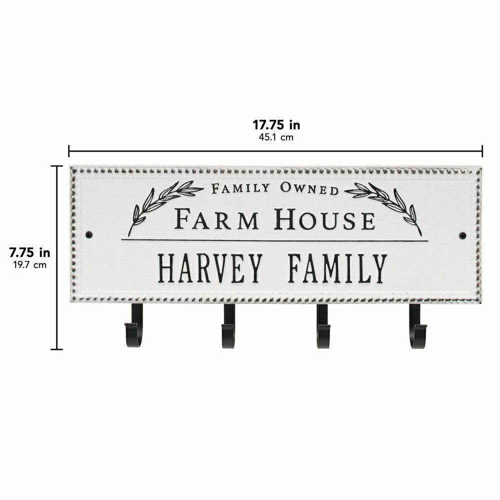 Plow & Hearth Farm House Beaded Rectangle Personalized Hook Plaque, Black/Gold