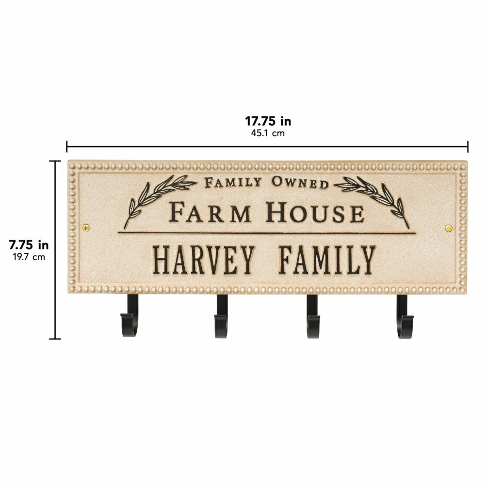 Plow & Hearth Farm House Beaded Rectangle Personalized Hook Plaque, Black/Gold