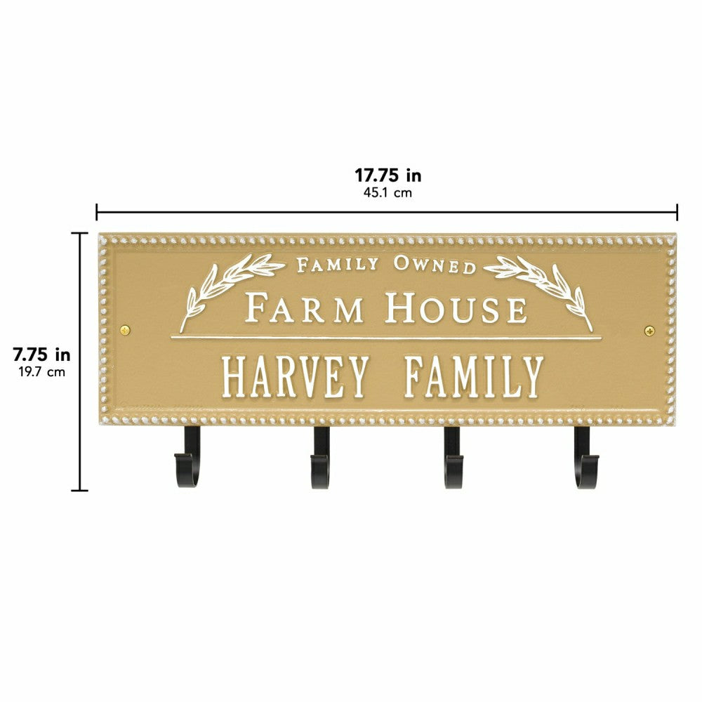 Plow & Hearth Farm House Beaded Rectangle Personalized Hook Plaque, Black/Gold