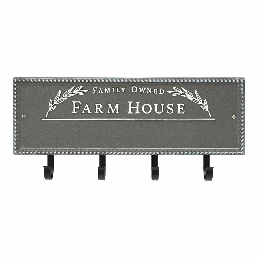 Plow & Hearth Farm House Beaded Rectangle Personalized Hook Plaque, Black/Gold