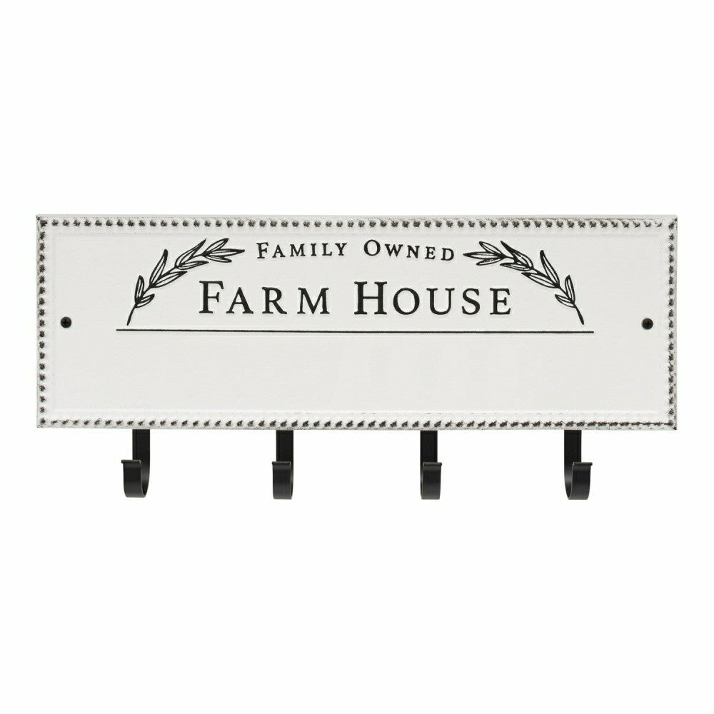 Plow & Hearth Farm House Beaded Rectangle Personalized Hook Plaque, Black/Gold
