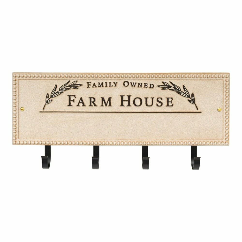 Plow & Hearth Farm House Beaded Rectangle Personalized Hook Plaque, Black/Gold
