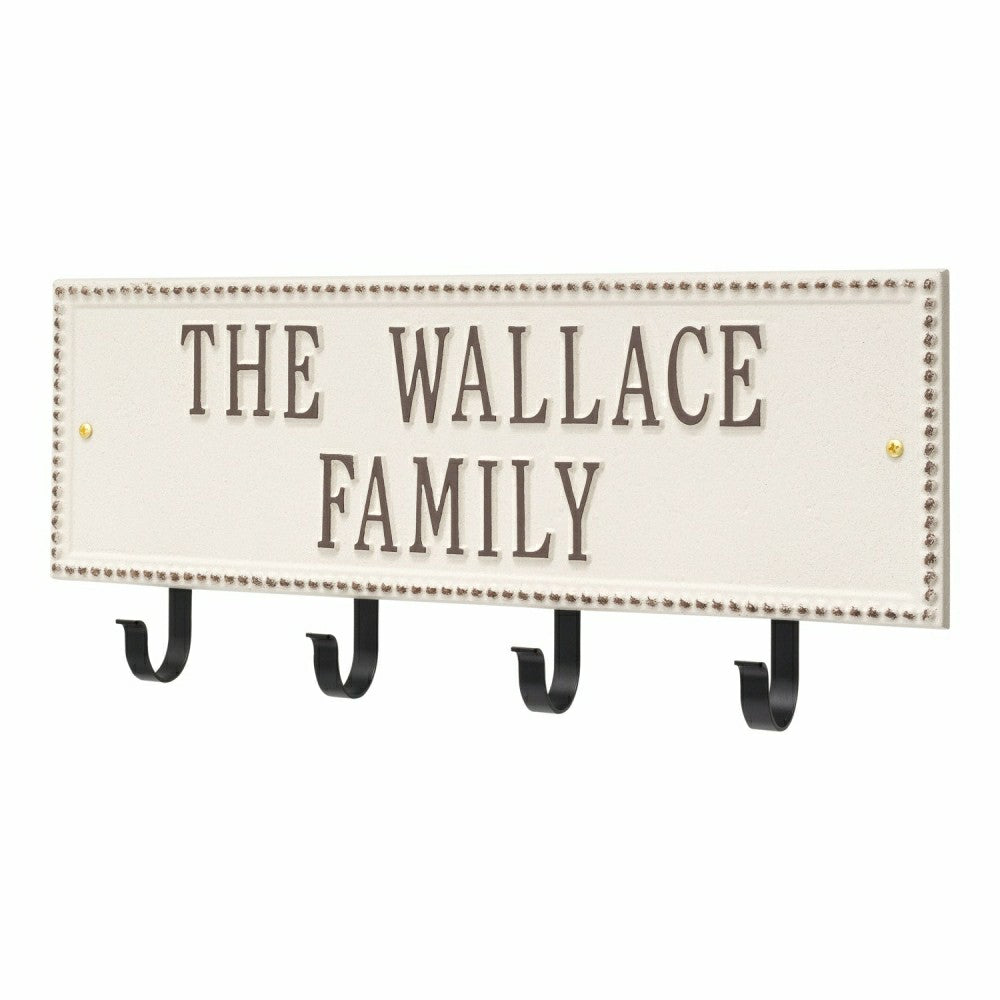 Plow & Hearth Beaded Rectangle 2-Line Personalized Hook Plaque, Black/Gold