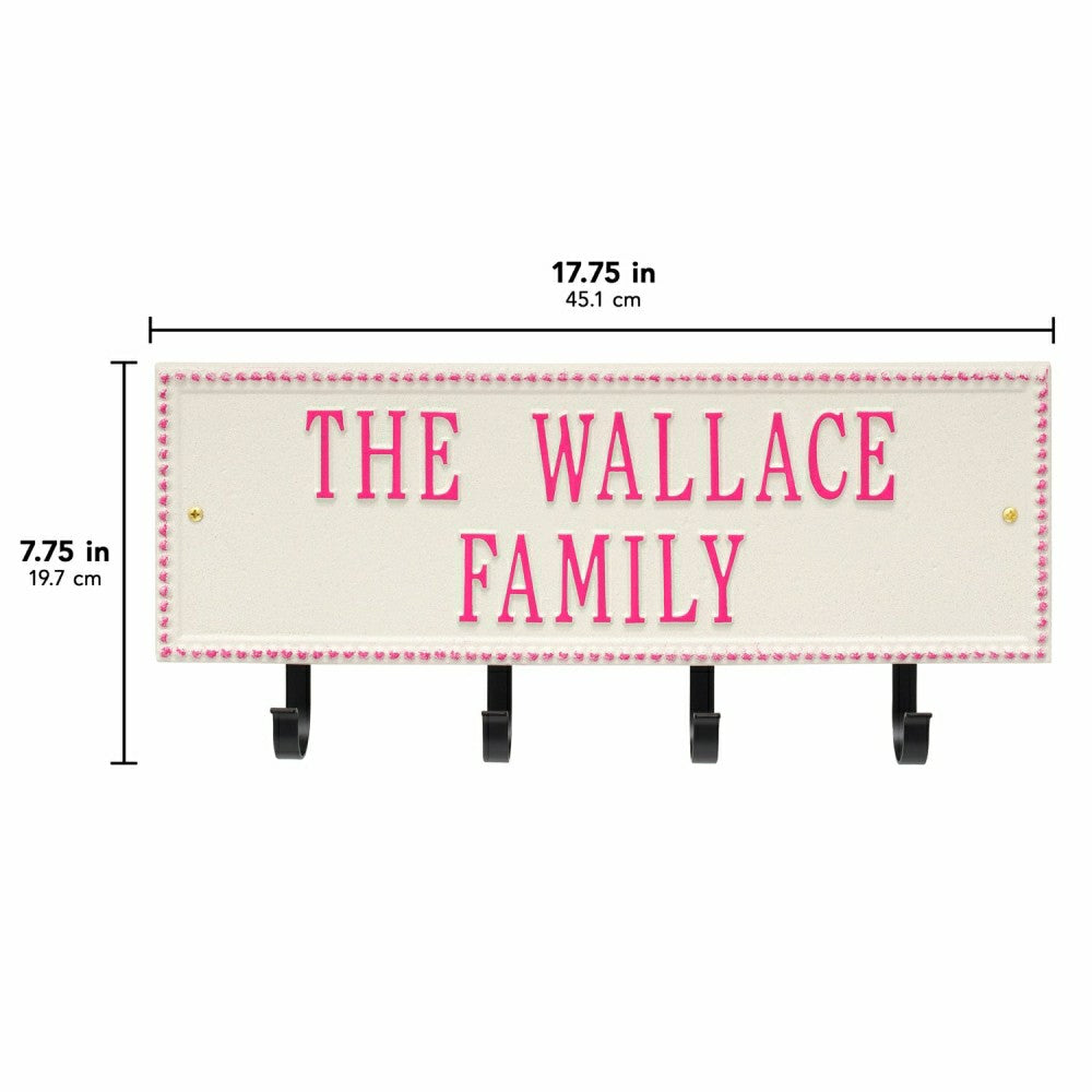 Plow & Hearth Beaded Rectangle 2-Line Personalized Hook Plaque, Black/Gold