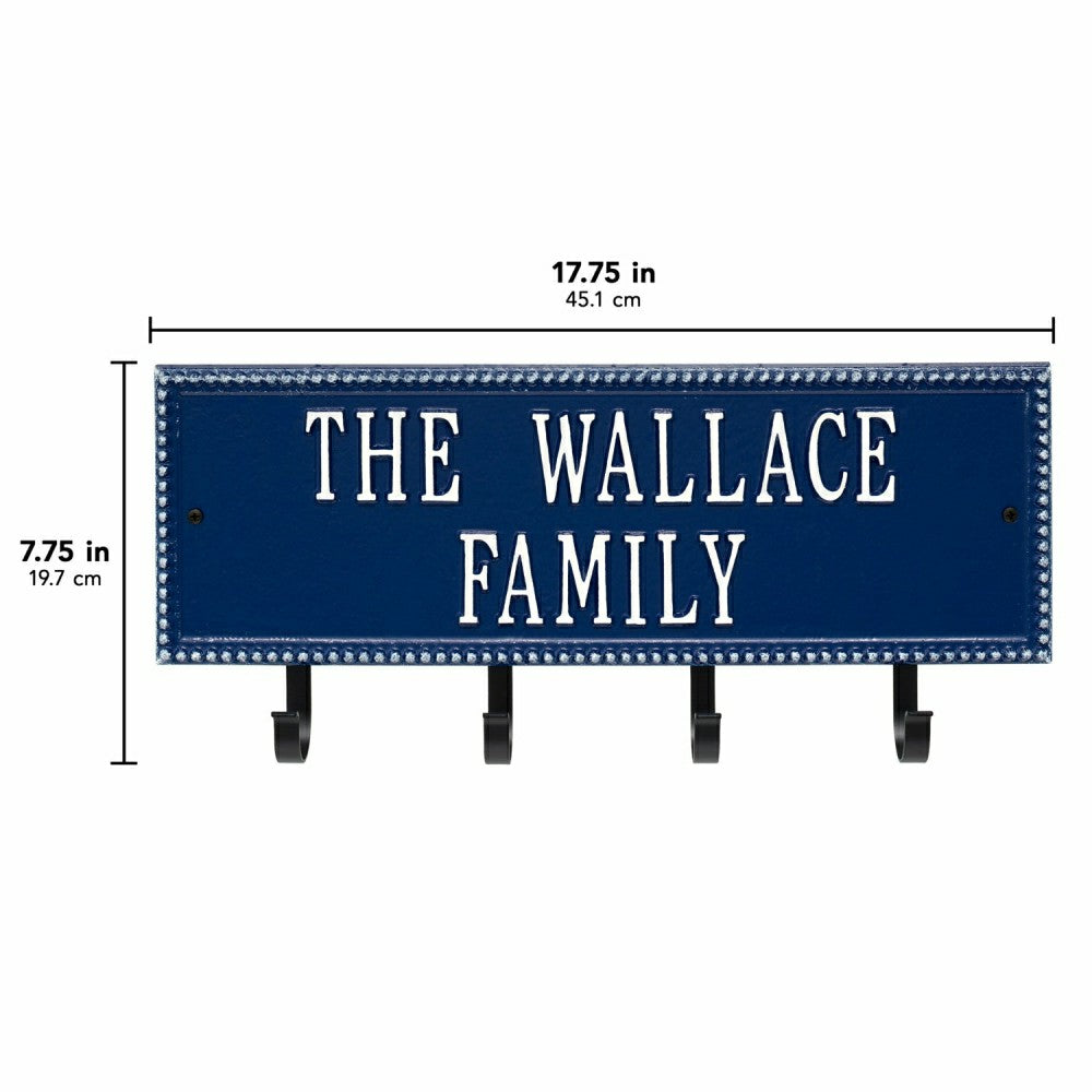 Plow & Hearth Beaded Rectangle 2-Line Personalized Hook Plaque, Black/Gold