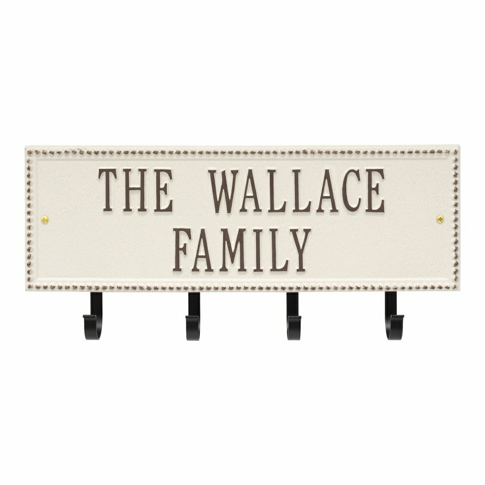 Plow & Hearth Beaded Rectangle 2-Line Personalized Hook Plaque, Black/Gold