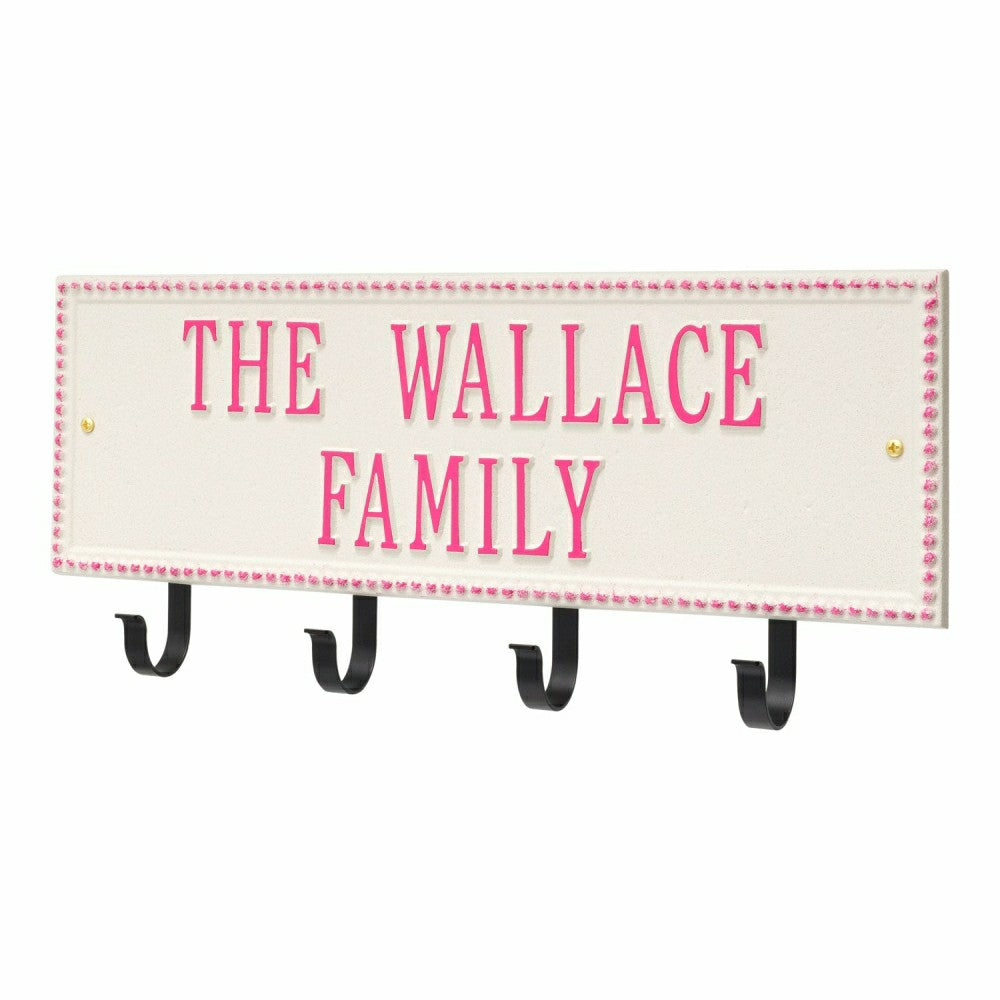Plow & Hearth Beaded Rectangle 2-Line Personalized Hook Plaque, Black/Gold