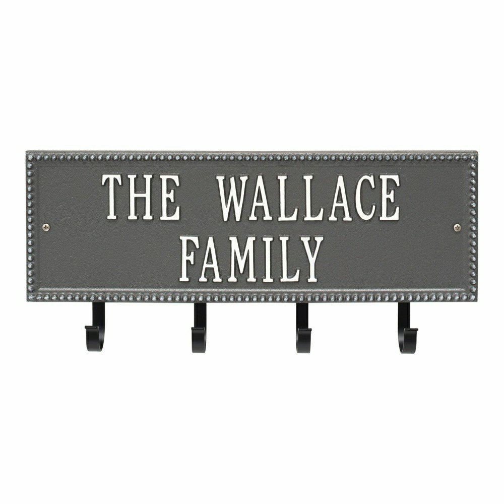 Plow & Hearth Beaded Rectangle 2-Line Personalized Hook Plaque, Black/Gold