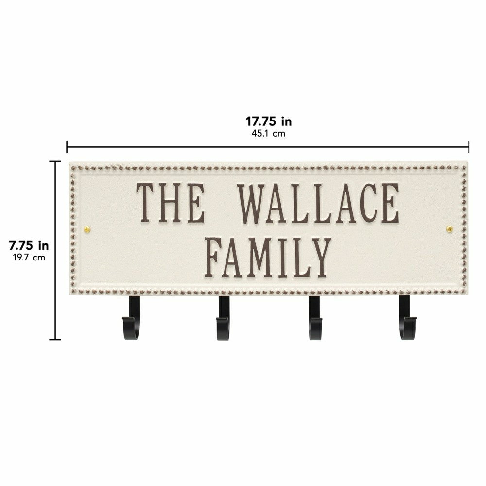 Plow & Hearth Beaded Rectangle 2-Line Personalized Hook Plaque, Black/Gold