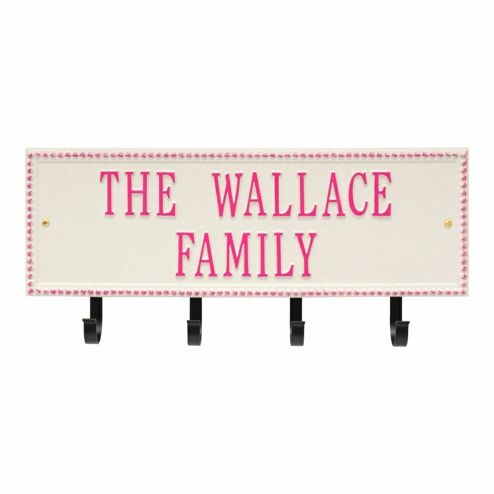 Plow & Hearth Beaded Rectangle 2-Line Personalized Hook Plaque, Black/Gold