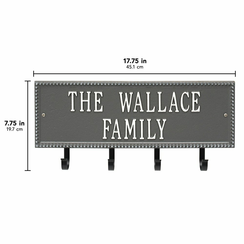 Plow & Hearth Beaded Rectangle 2-Line Personalized Hook Plaque, Black/Gold