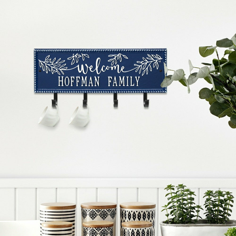 Plow & Hearth Kinsley Welcome Beaded Rectangle Hook Plaque, Black/Gold