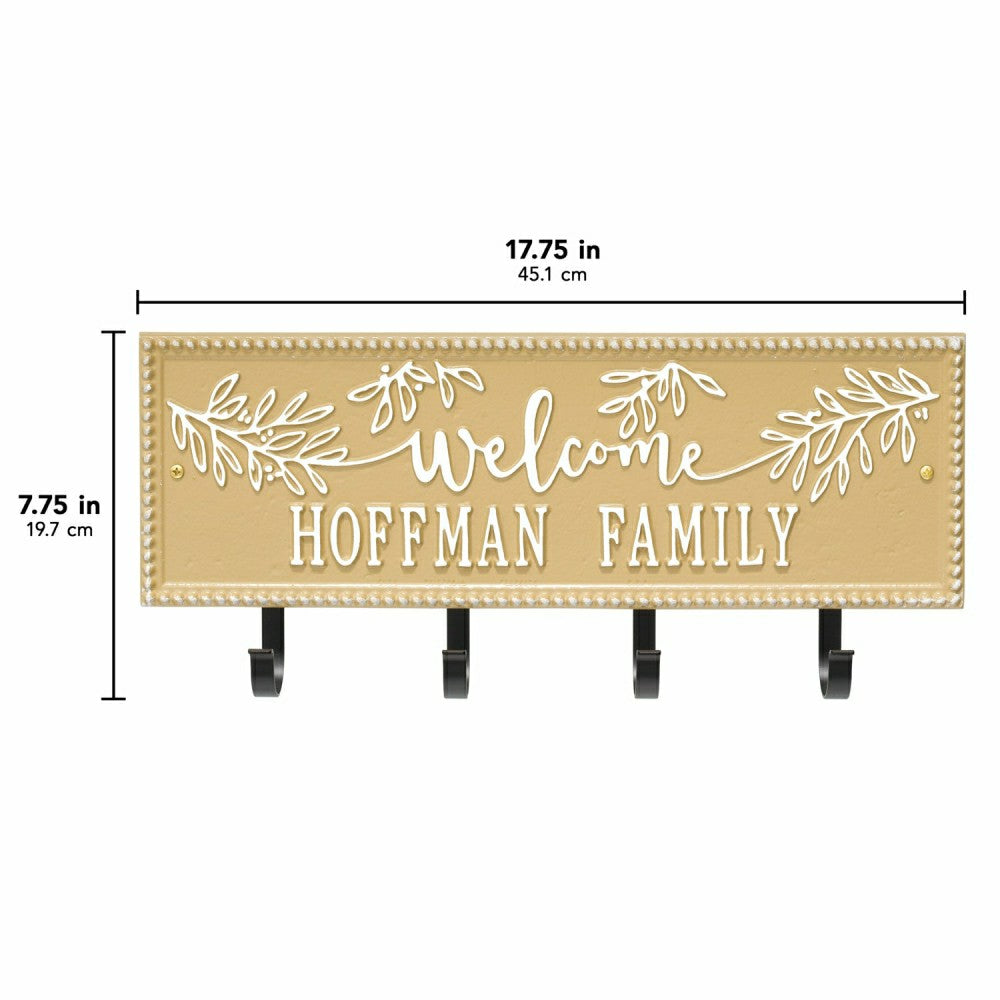Plow & Hearth Kinsley Welcome Beaded Rectangle Hook Plaque, Black/Gold
