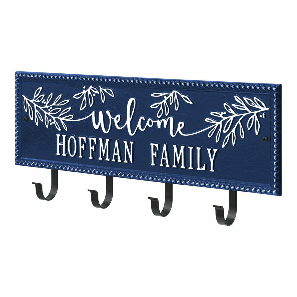 Plow & Hearth Kinsley Welcome Beaded Rectangle Hook Plaque, Black/Gold