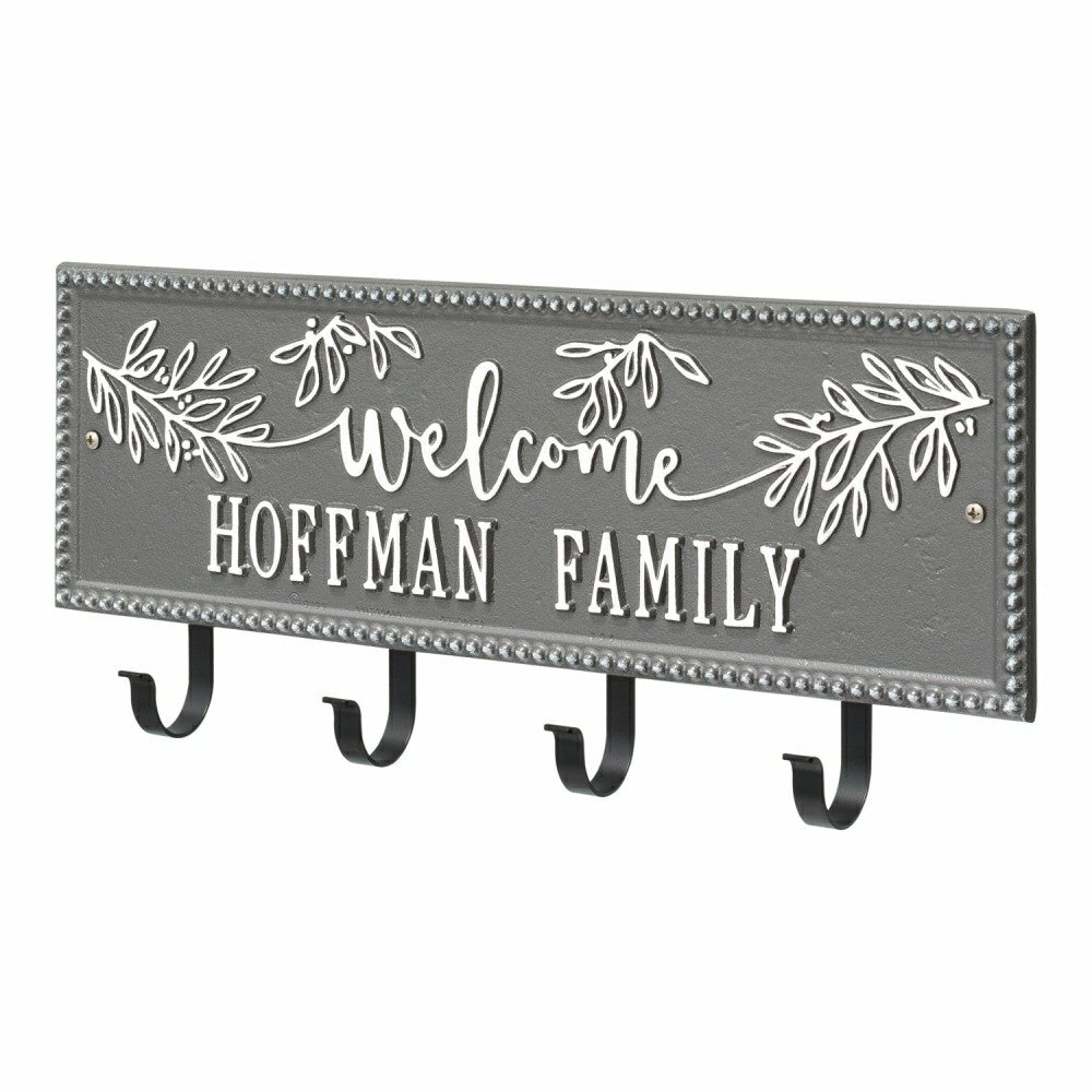 Plow & Hearth Kinsley Welcome Beaded Rectangle Hook Plaque, Black/Gold