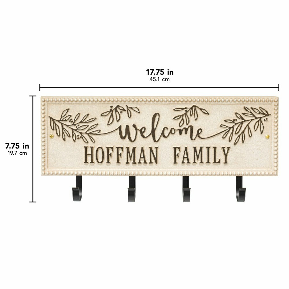 Plow & Hearth Kinsley Welcome Beaded Rectangle Hook Plaque, Black/Gold