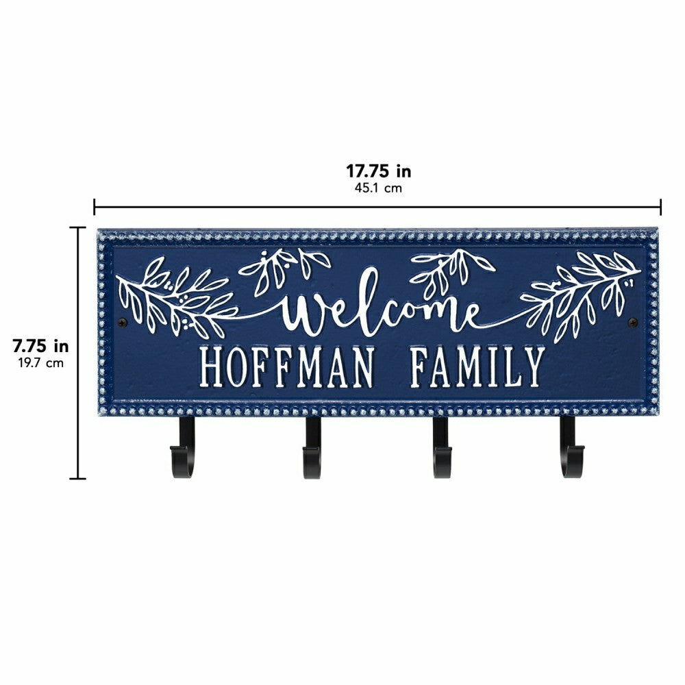 Plow & Hearth Kinsley Welcome Beaded Rectangle Hook Plaque, Black/Gold