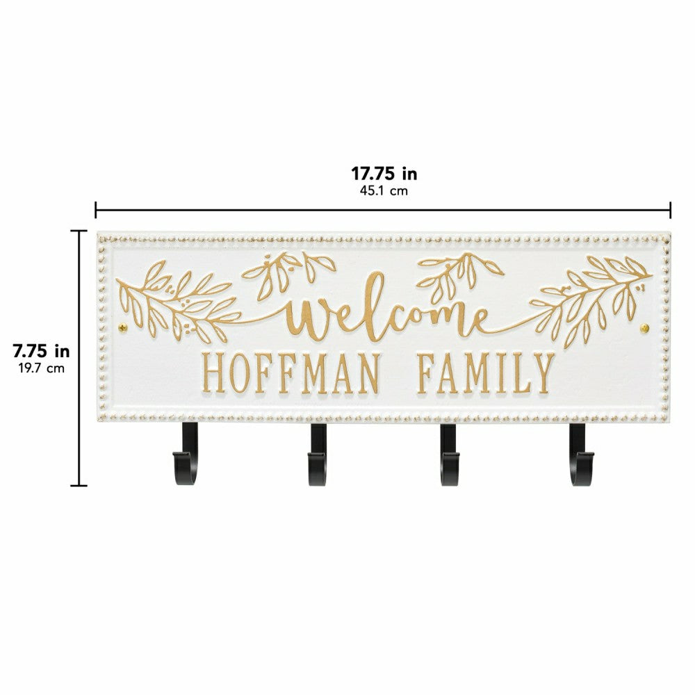 Plow & Hearth Kinsley Welcome Beaded Rectangle Hook Plaque, Black/Gold