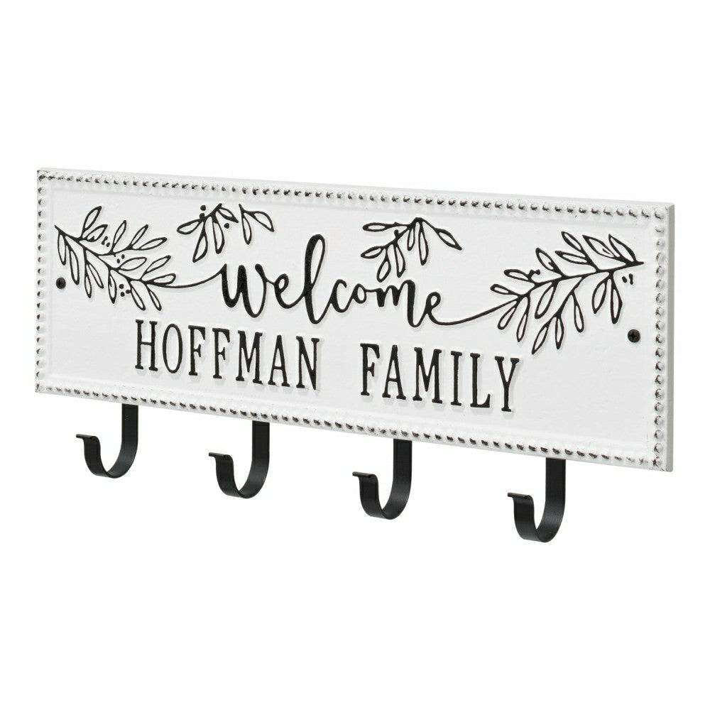 Plow & Hearth Kinsley Welcome Beaded Rectangle Hook Plaque, Black/Gold