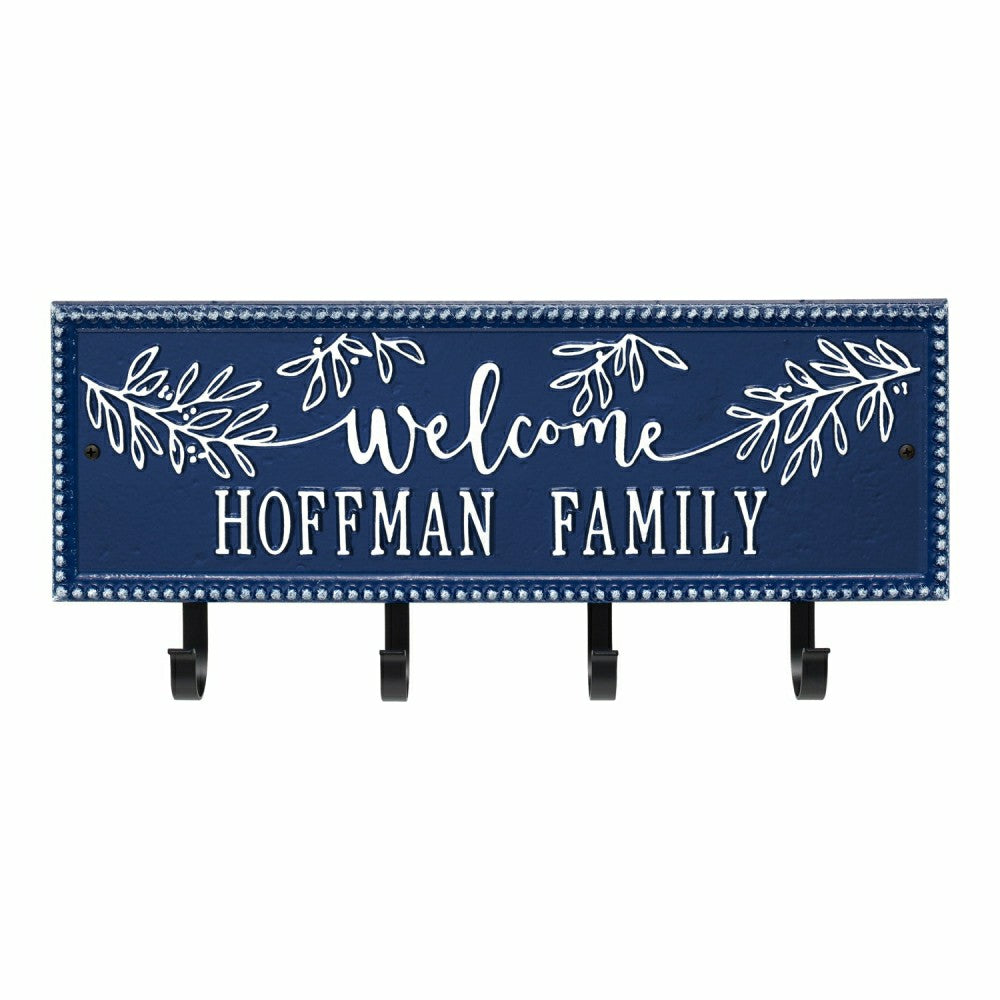 Plow & Hearth Kinsley Welcome Beaded Rectangle Hook Plaque, Black/Gold