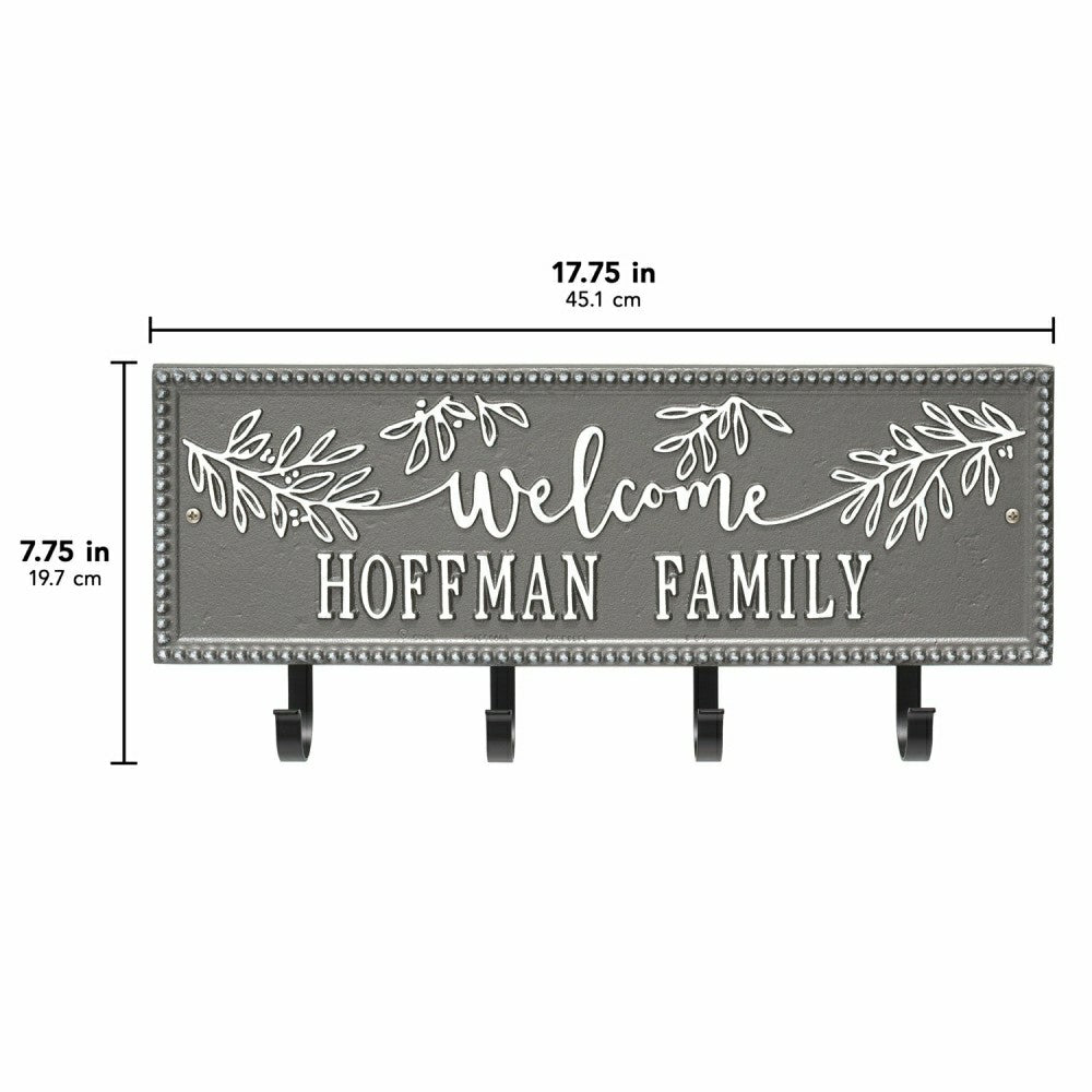 Plow & Hearth Kinsley Welcome Beaded Rectangle Hook Plaque, Black/Gold