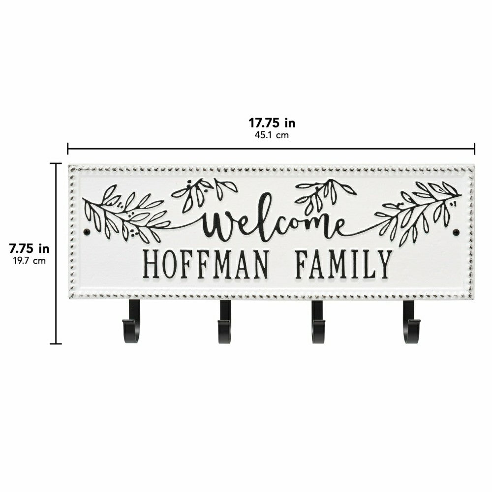 Plow & Hearth Kinsley Welcome Beaded Rectangle Hook Plaque, Black/Gold