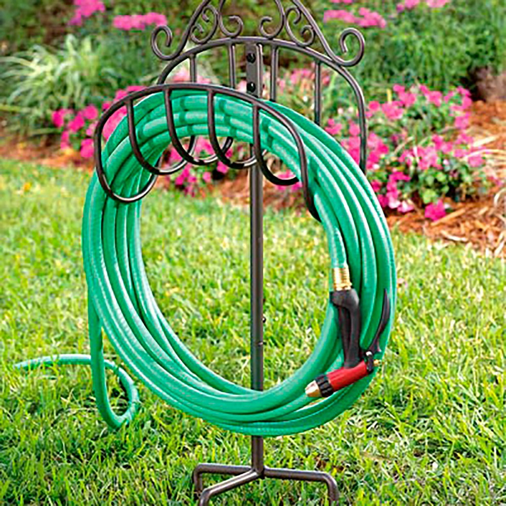 Plow & Hearth Wrought Iron Hose Holder with Ground Stake