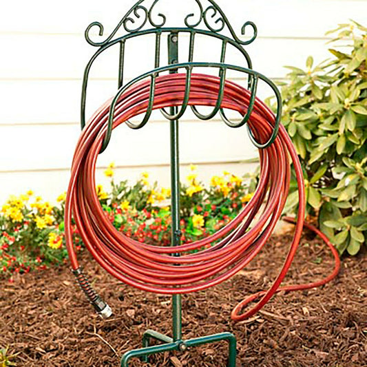 Plow & Hearth Wrought Iron Hose Holder with Ground Stake