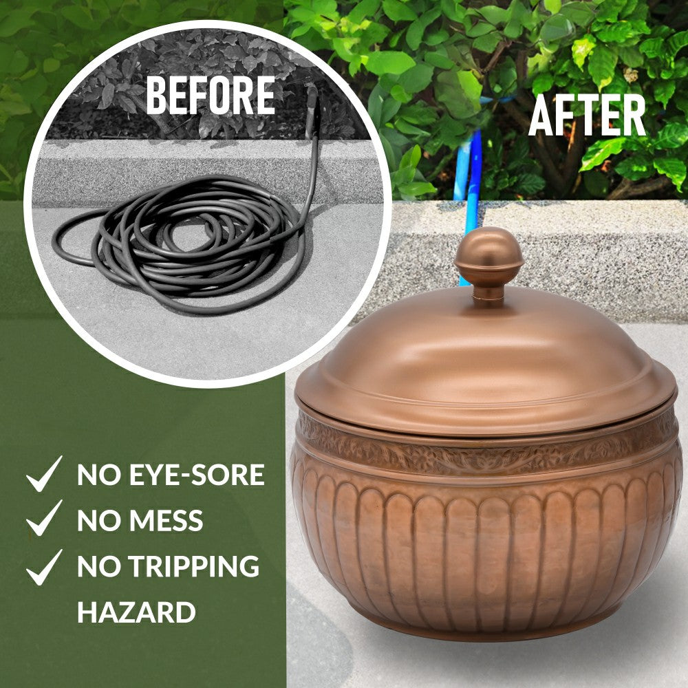 Plow & Hearth La Jolla Copper Finished Hose Pot with lid