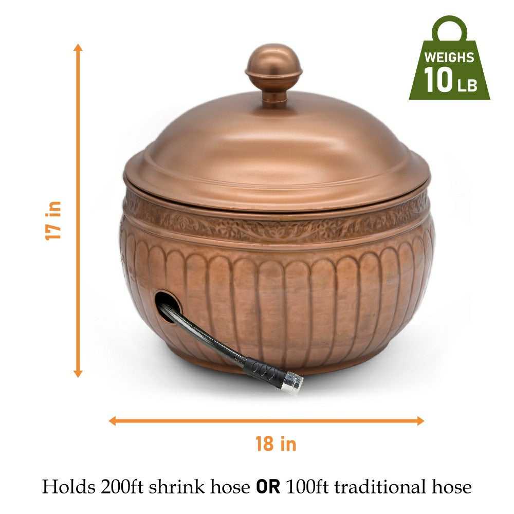 Plow & Hearth La Jolla Copper Finished Hose Pot with lid