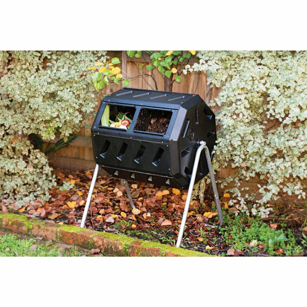 Plow & Hearth 37-Gallon Tumbling Compost Bin Tumbler Composter - 5 Cu. Ft.