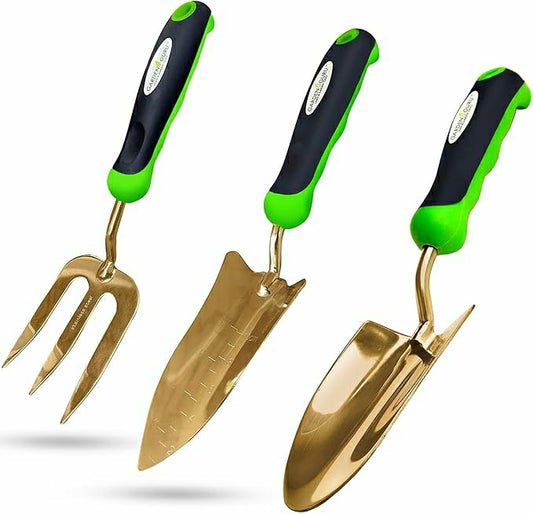 Plow & Hearth Titanium Garden Tool Set - Includes Hand Trowel Transplanter Cultivato