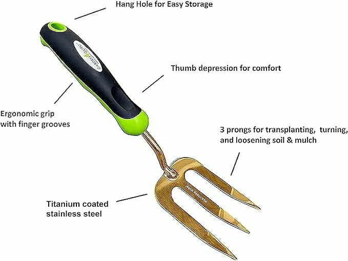 Plow & Hearth Titanium Garden Tool Set - Includes Hand Trowel Transplanter Cultivato