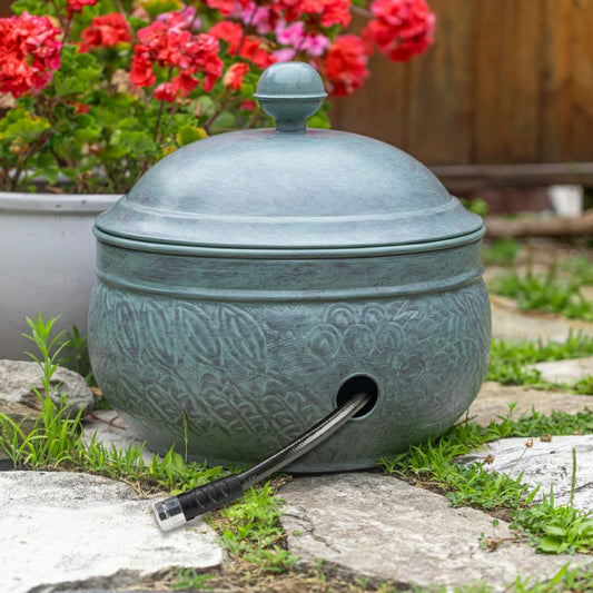 Plow & Hearth Key West Blue Verdegris Hose Pot with Lid