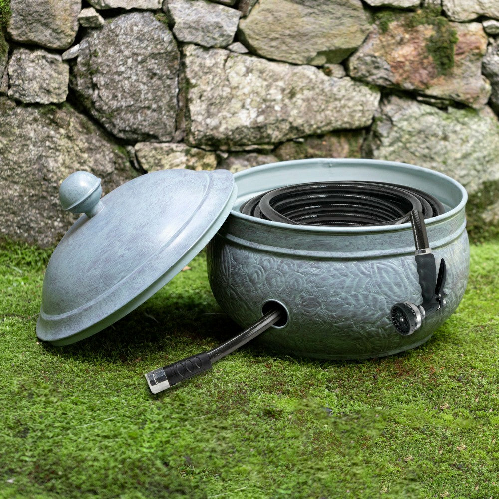 Plow & Hearth Key West Blue Verdegris Hose Pot with Lid
