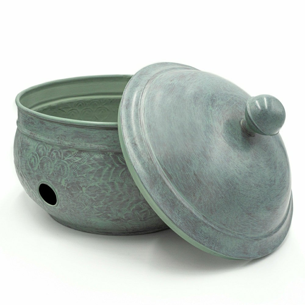 Plow & Hearth Key West Blue Verdegris Hose Pot with Lid