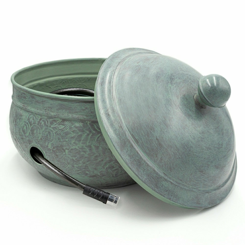 Plow & Hearth Key West Blue Verdegris Hose Pot with Lid